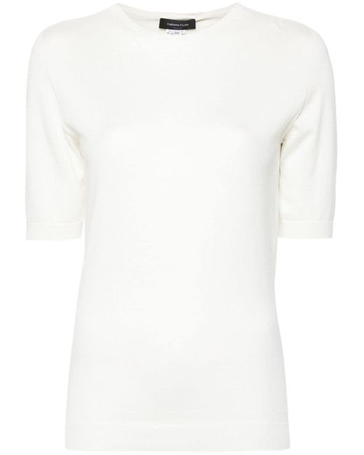 Fabiana Filippi White Fine-knit T-shirt