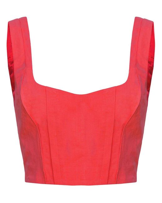 Pinko Red Panelled Corset-style Crop Top