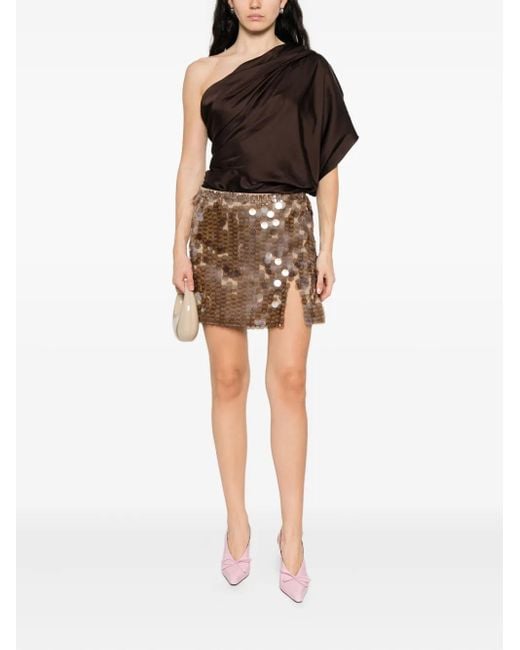 P.A.R.O.S.H. Natural Sequin-Embellished Mini Skirt