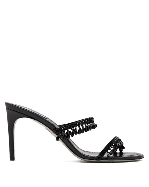 Rene Caovilla Black Chandelier Crystal-Embellished Sandals