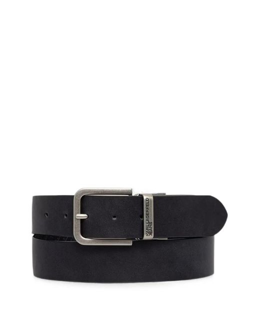 Karl Lagerfeld Black Logo-Embossed Reversible Belt for men