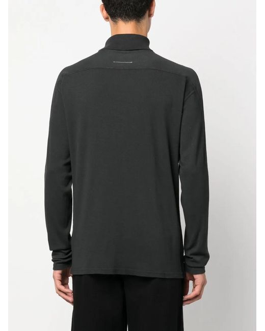 MM6 by Maison Margiela Black Roll-Neck Ribbed-Knit Jumper for men