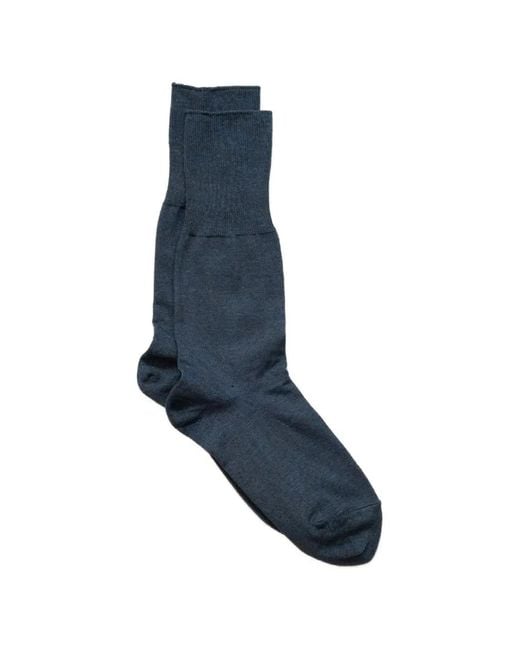 yahae Blue Organic-Cotton Ribbed Socks
