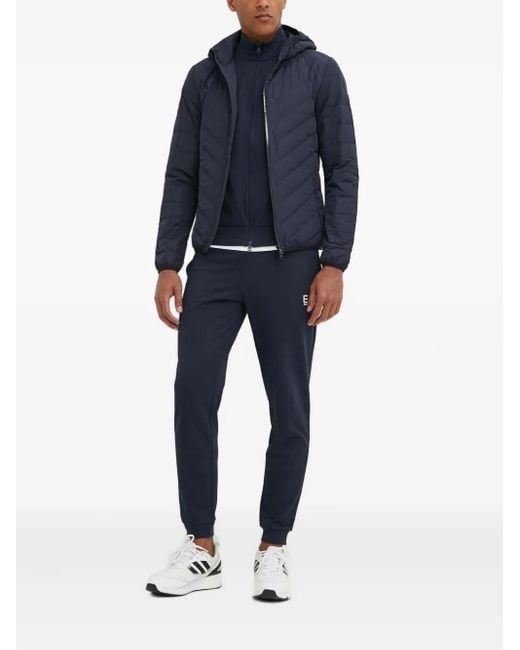 EA7 Blue Hooded Quilted Jacket for men