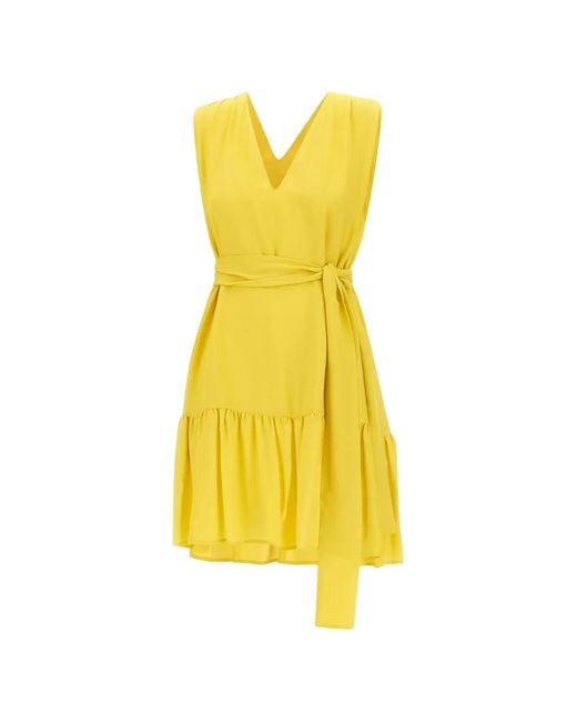 Robe Volantée À Col V Kaos en coloris Yellow