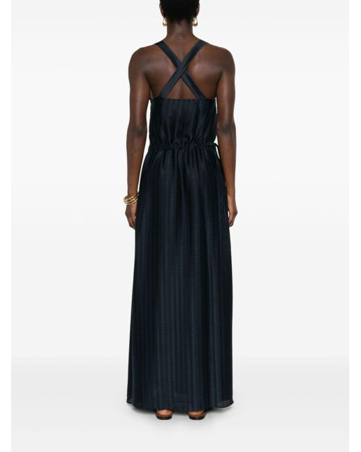 Emporio Armani Black Patterned-jacquard Long Dress