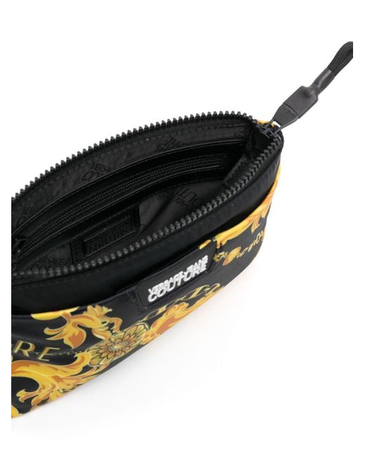 Versace Black Baroque-print Zip-fastening Clutch Bag for men