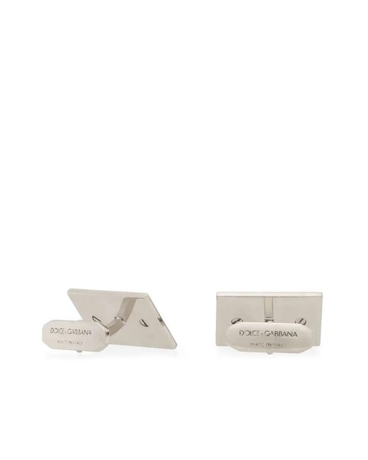 Dolce & Gabbana Metallic Logo-Engraved Rectangle-Shape Cufflinks for men