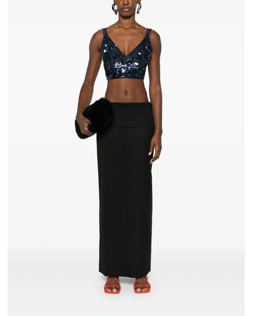 P.A.R.O.S.H. Blue Sequin-Embellished Cropped Top