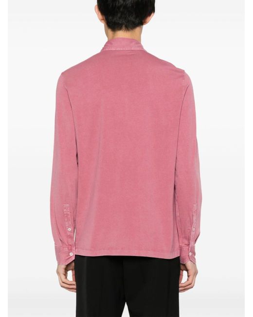 Drumohr Pink Plain Cotton Polo Shirt for men