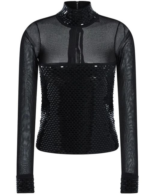 retroféte Black Bead-Embellished Blouse