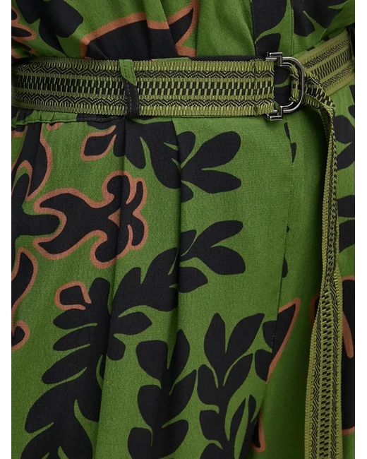 La Petite Francaise Green Ponctuel Floral-Print Belted Trousers