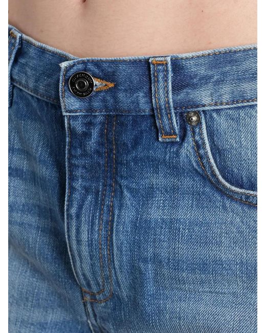 Givenchy Blue Frayed-Hem Denim Shorts