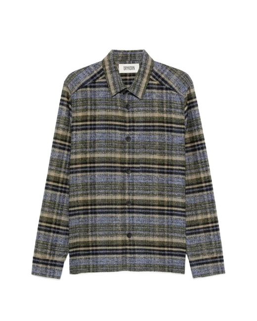Drykorn Gray Check-Pattern Shirt for men