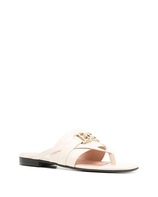 Bally White Elia Leather Flat Sandals