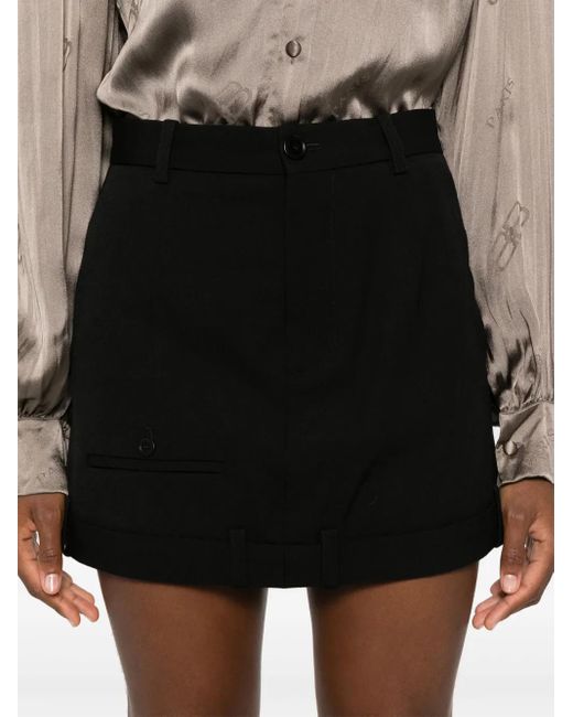 Balenciaga Black Deconstructed Wool Miniskirt