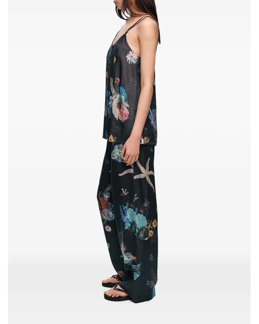 Bimba Y Lola Blue Floral-Print Trousers