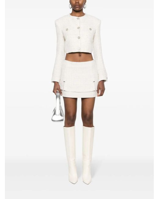 Gcds White Cropped Tweed Jacket