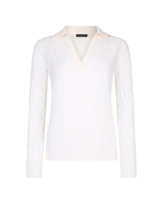Liu Jo White Wool V-Neck Sweater