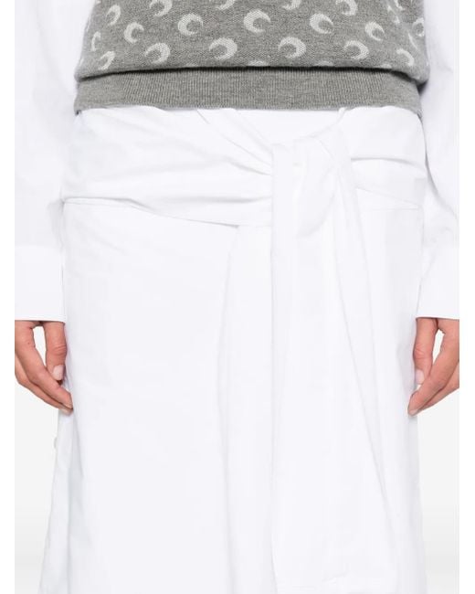MARINE SERRE White Wrapped Midi Skirt