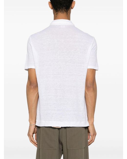 Massimo Alba White Filicudi Linen Polo Shirt for men