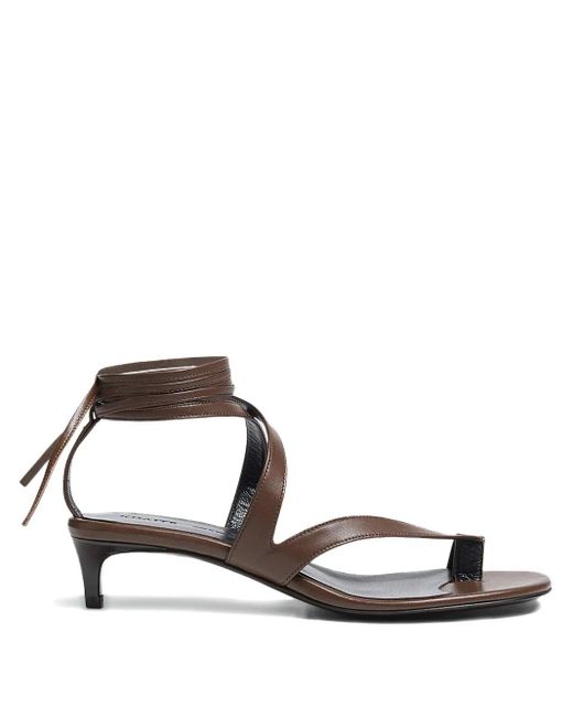Khaite Brown 350Mm Aimee Strappy Leather Heeled Sandals