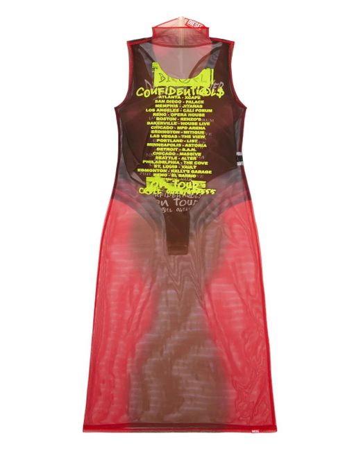 DIESEL Remaster Capsule D-Agnec Midi-Jurk in het Red