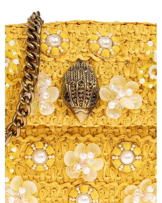 Kurt Geiger Yellow Mini Kensington Floral-Embellished Shoulder Bag