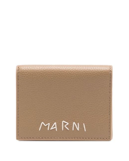 Embroidered-logo leather wallet Marni en coloris Natural