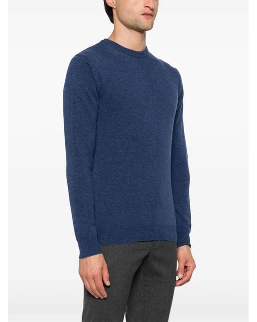 Woolrich Blue Wool Knit Embroidered Crewneck Sweater for men