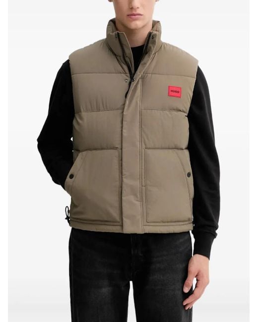 HUGO Gefütterte Weste mit Logo-Patch in Gray für Herren