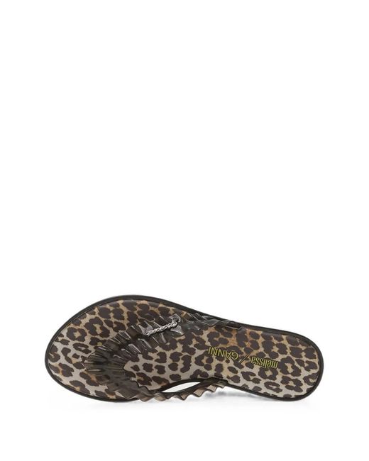 Melissa White Ruffled Leopard-Print Flip Flops