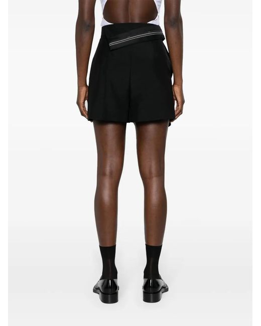 Fendi Black Folded-Waist Wrap Shorts