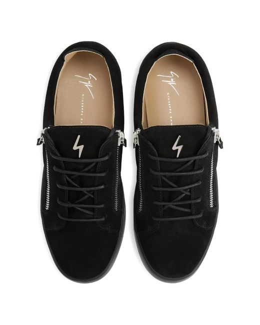 Giuseppe Zanotti メンズ ブラック Frankie サイドジップ スニーカー 
