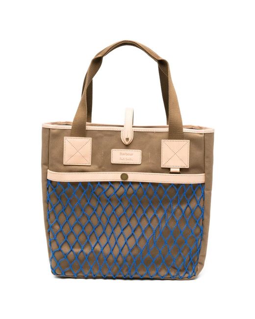 Barbour Blue X Paul Smith Logo-Patch Tote Bag