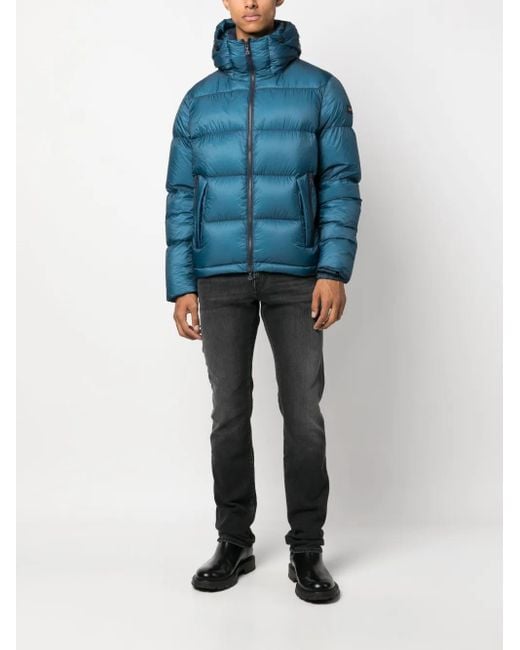 Paul & Shark Blue Logo-Patch Padded-Design Jacket for men
