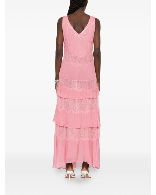ERMANNO FIRENZE Pink Lace Tiered Dress