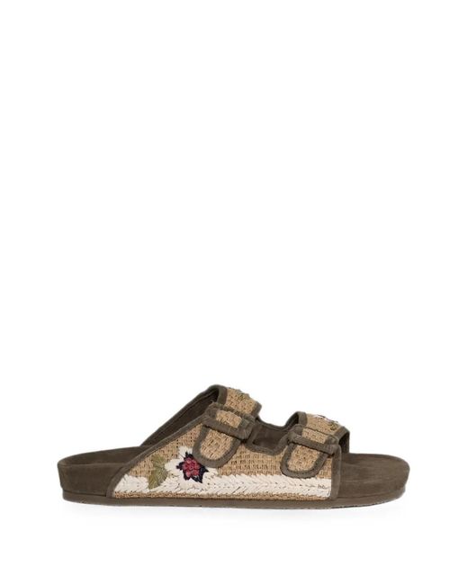 BAZISZT Natural Floral-Embroidered Sandals for men