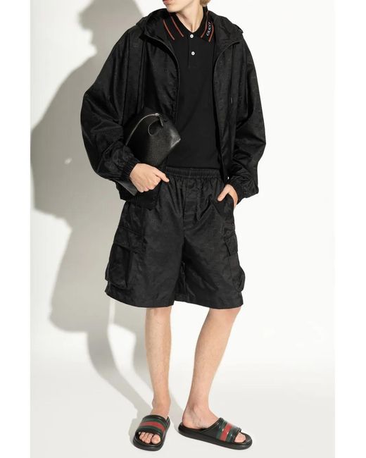 Gucci Black Web-Stripe Slides for men