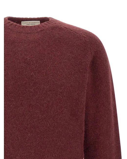 FILIPPO DE LAURENTIIS Geribbelde Sweater Met Ronde Hals in het Red voor heren