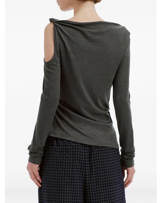 B+ AB Black Cold-Shoulder Ruched Blouse