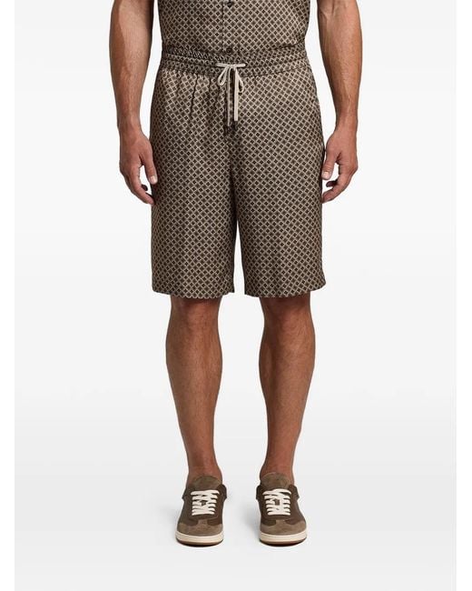 Peserico White Drawstring Patterned Shorts for men