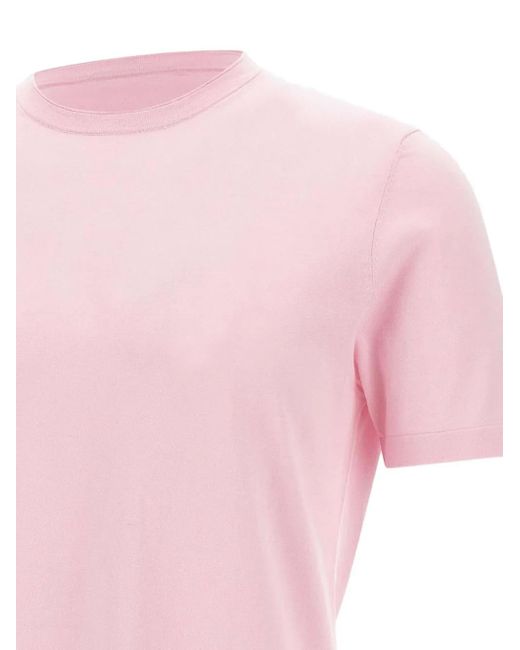 Kangra Men's Pink Ribbed Crew-Neck T-Shirt short sleeve t-shirts