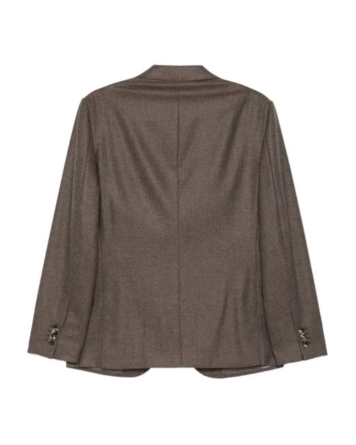Caruso Brown Buttoned Wool-Cashmere Jacket for men