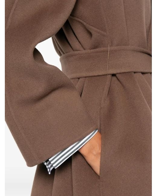 Max Mara Brown Esturia Belted Notch-Lapels Coat