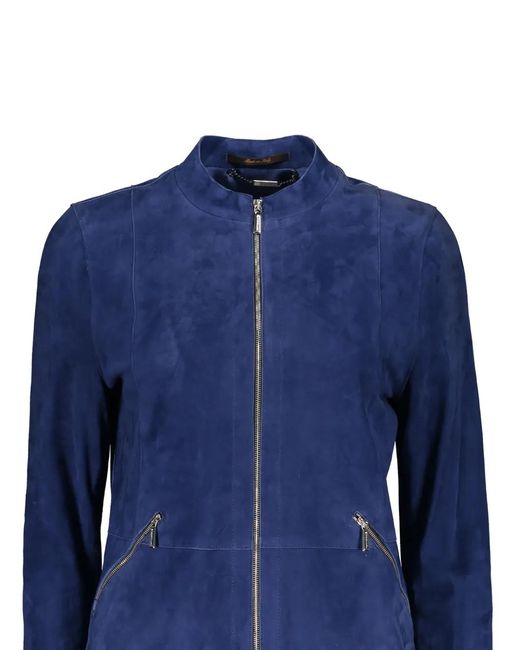 Moorer Blue Suede Zip-Up Jacket