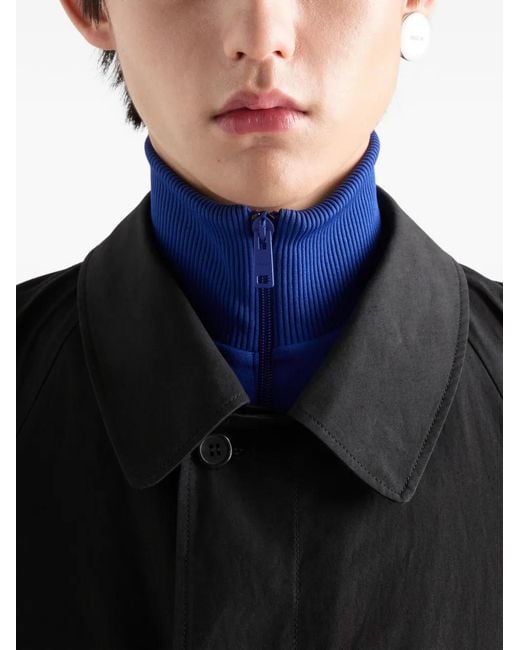 Prada Blue Embroidered-Logo Sweatshirt for men