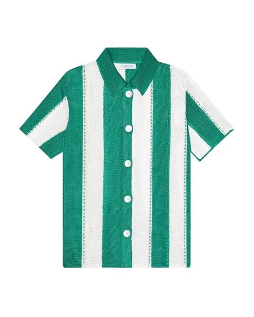 Calle Del Mar Green Striped Short-Sleeve Shirt