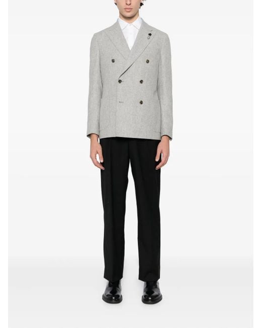 Lardini Gray Double-Breasted Blazer for men