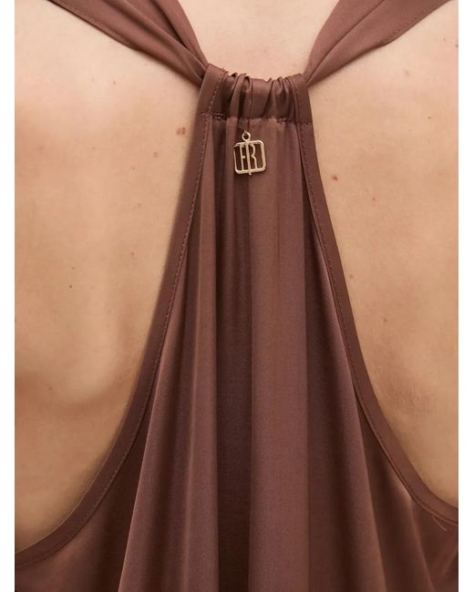 Fracomina Brown V-neck tie-back dress